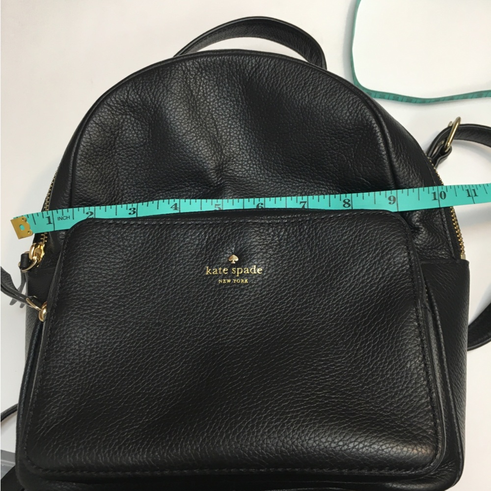 Kate Spade Cow Leather Zipper Backpack Black Gold Classic Preppy - Picture 14 of 15